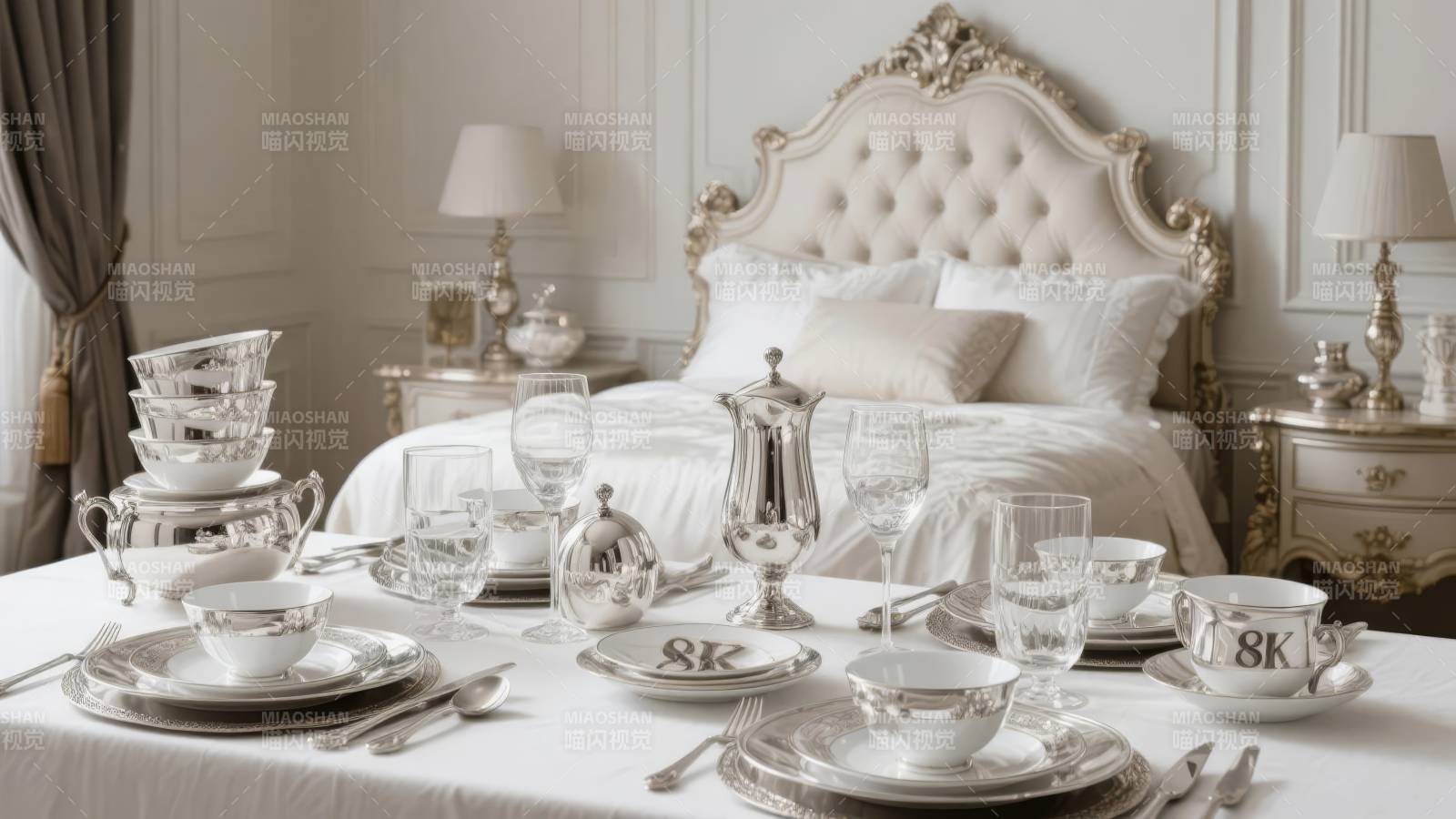 奢华卧室餐桌布置图片