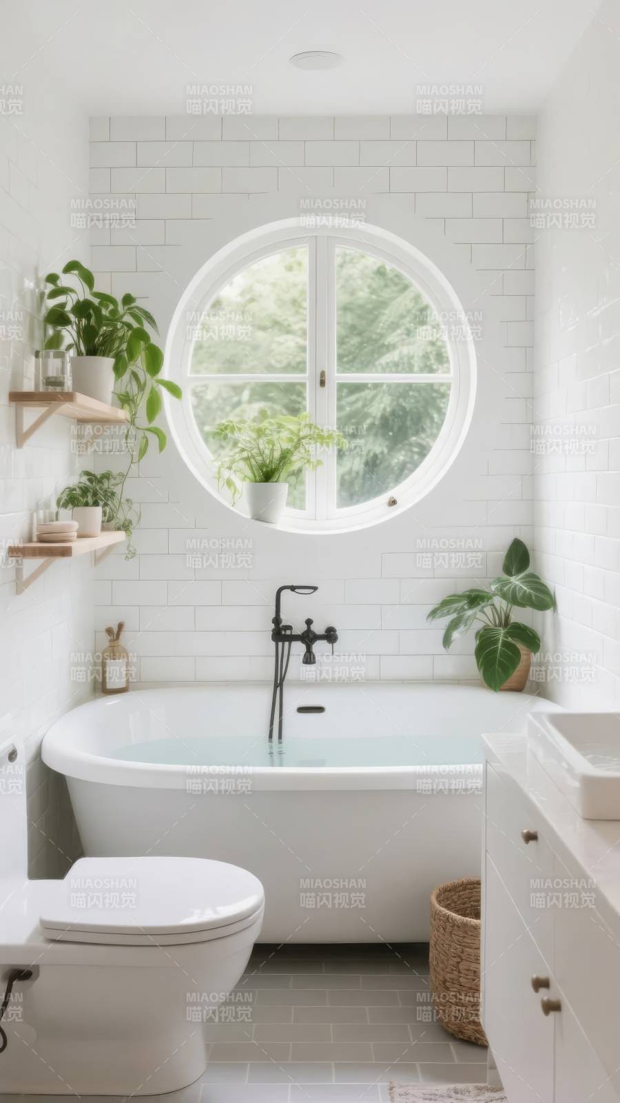 清新浴室绿意盎然图片