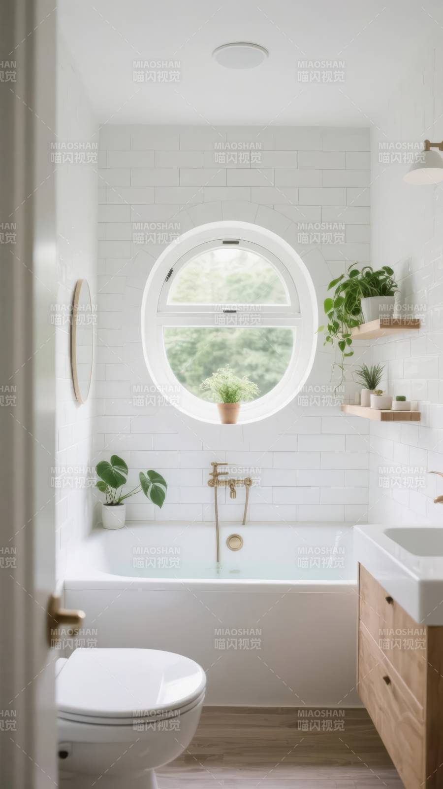 明亮浴室绿植点缀图片