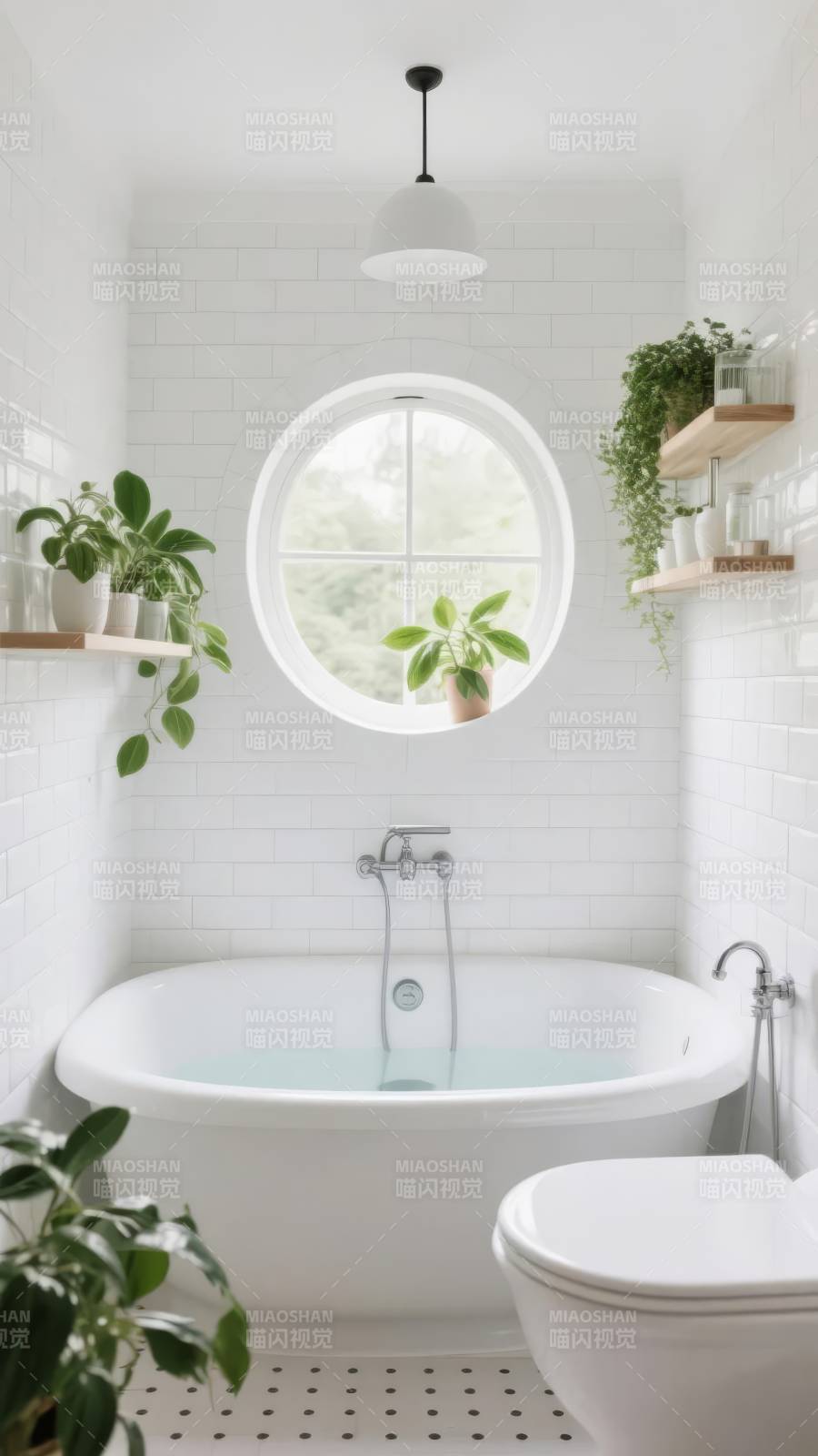 绿意盎然的浴室图片