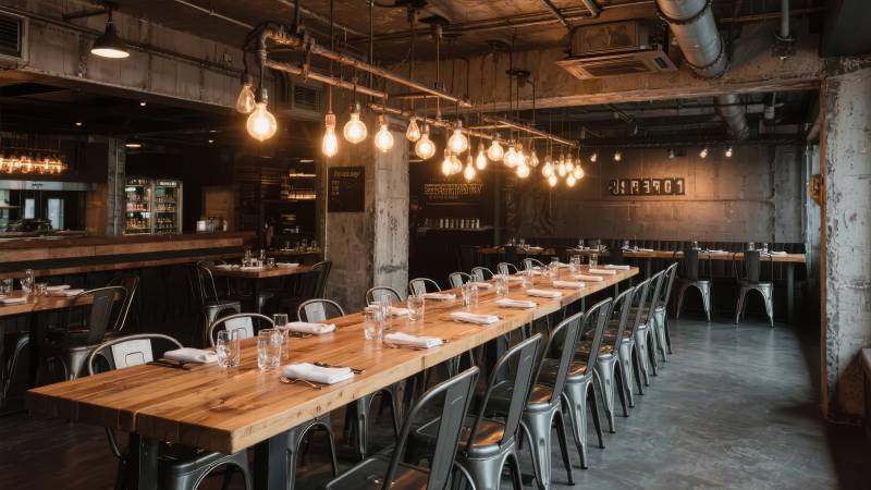 工业风餐厅长桌图片