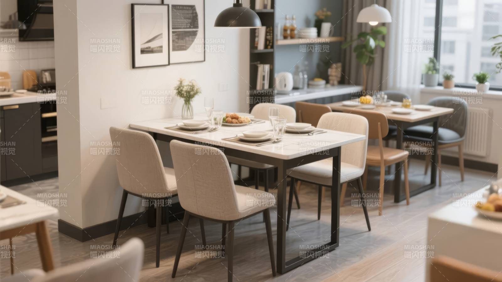 现代简约餐厅一角图片