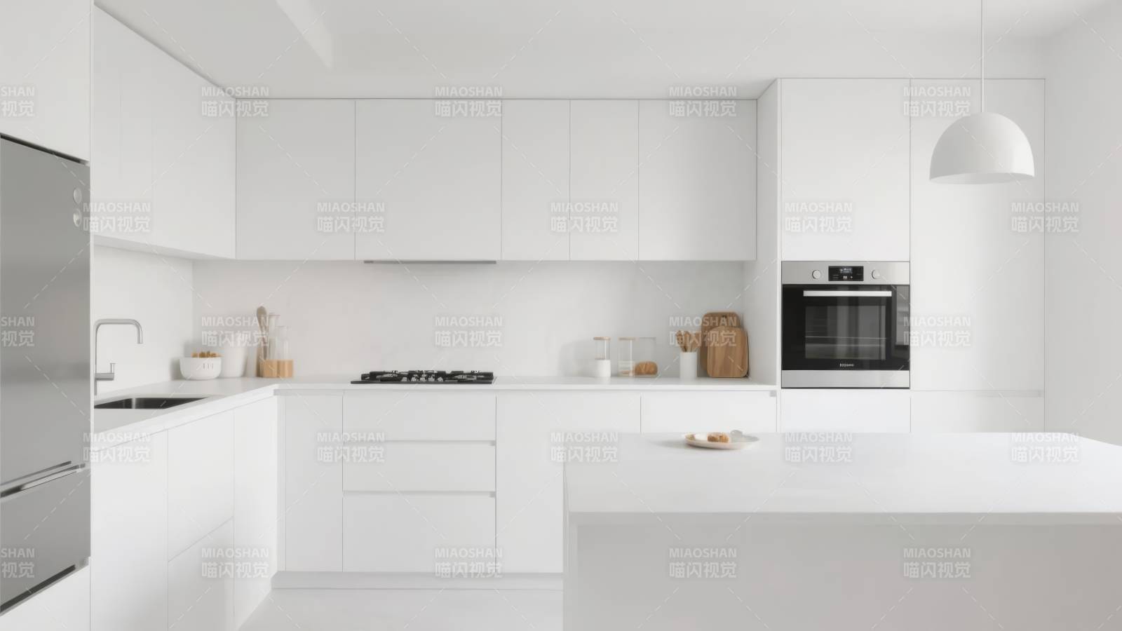 极简白色厨房设计图片