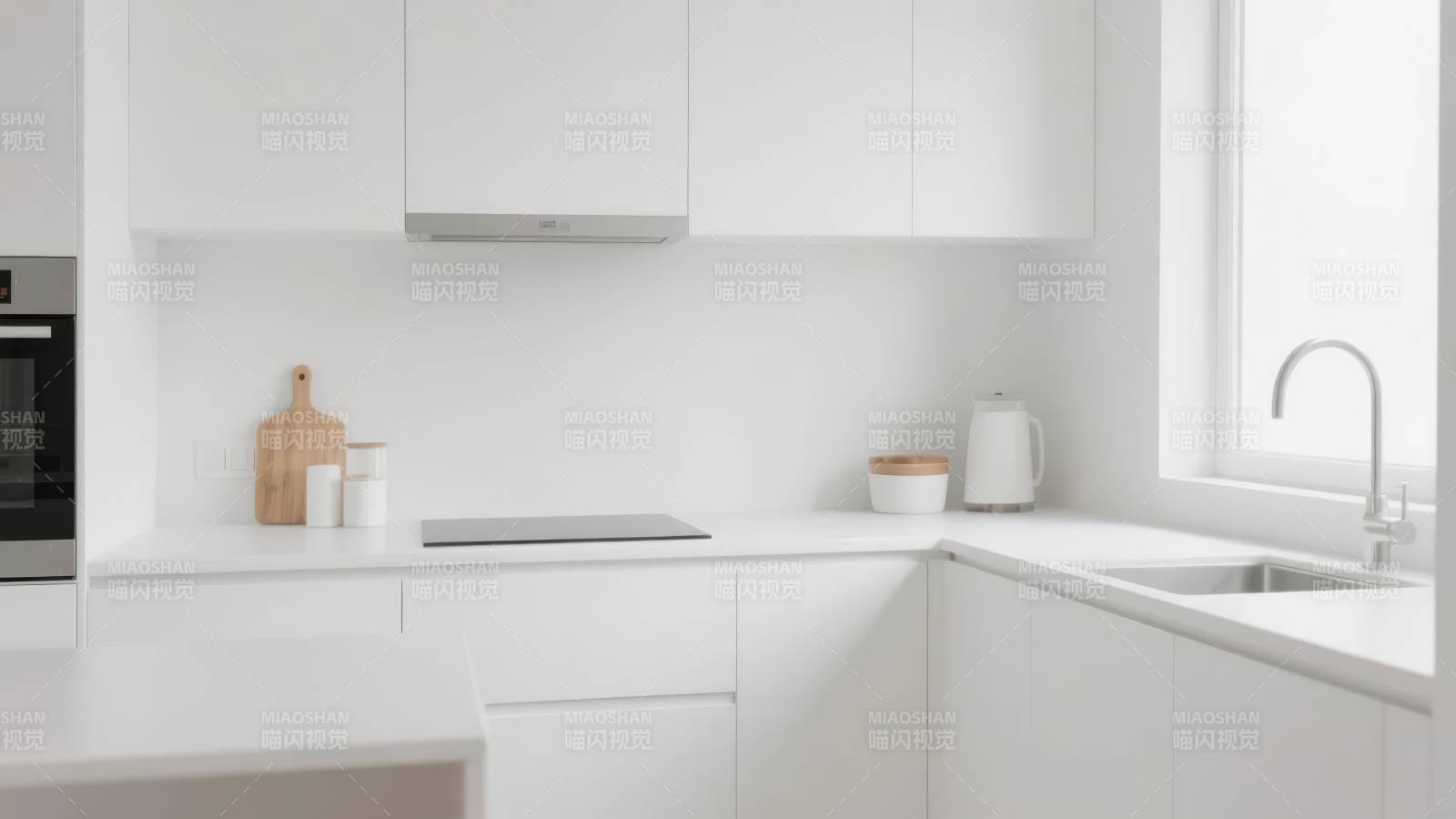简约白色厨房图片