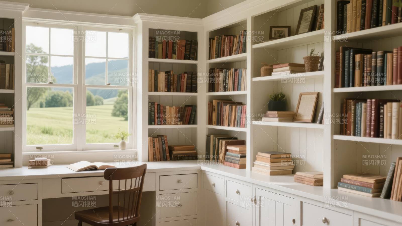书房静谧阅读角图片