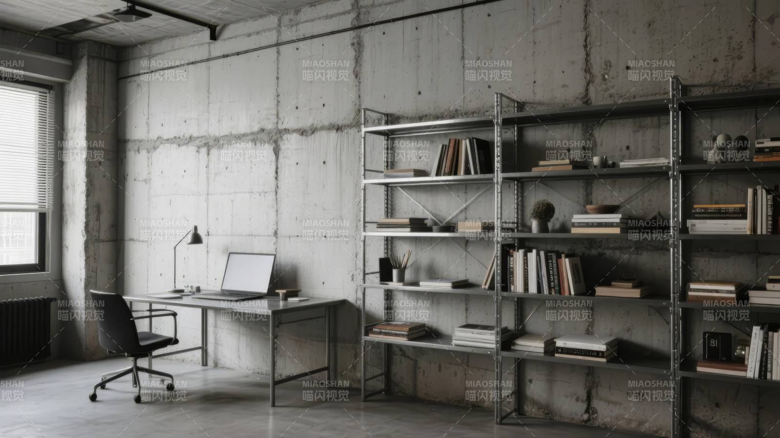 简约工业风书房图片