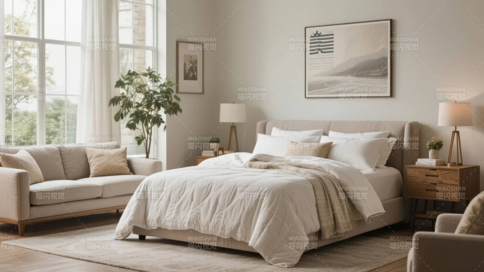 温馨现代卧室布置图片