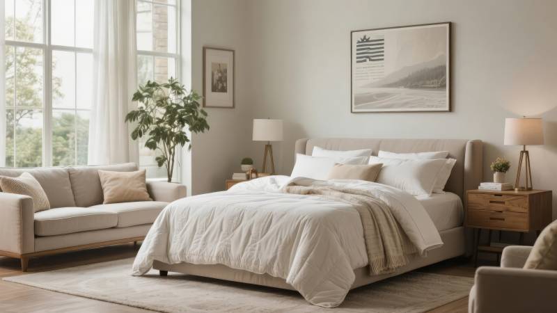 温馨现代卧室布置图片