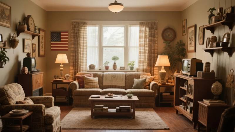 温馨复古客厅图片