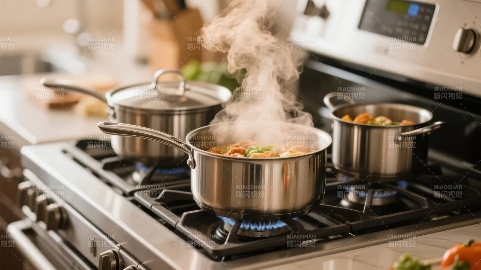 热气腾腾的厨房烹饪图片