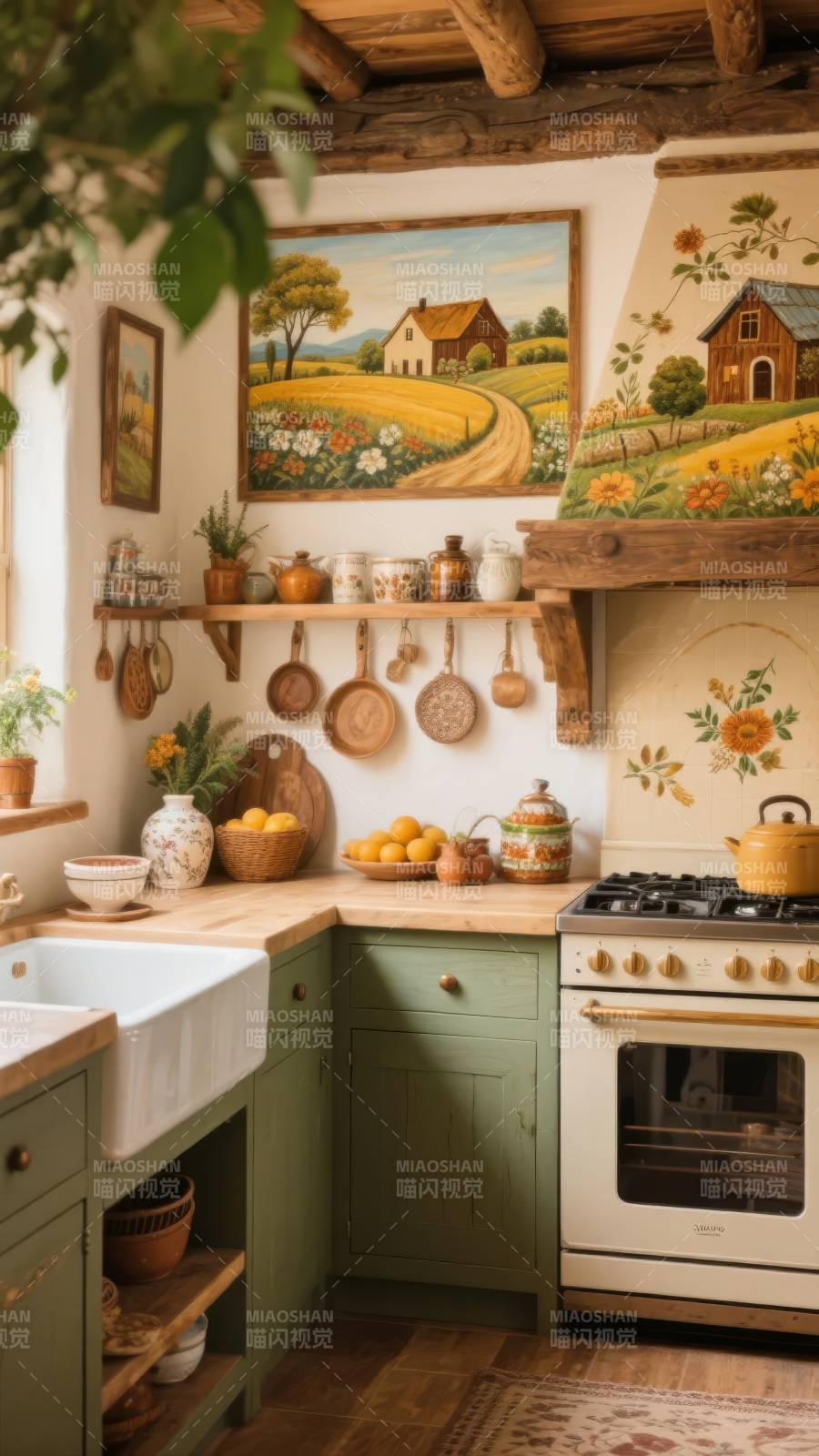 田园厨房美景图片