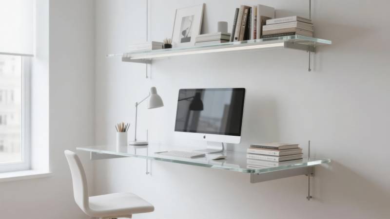 简约玻璃书桌设计图片