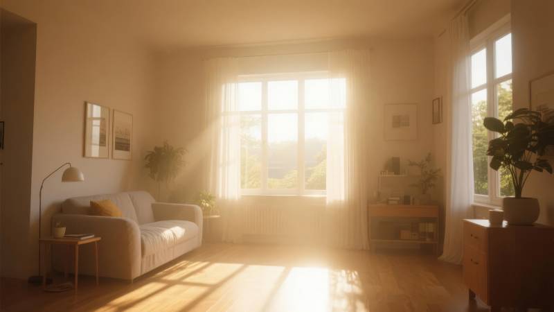 阳光洒满的温馨客厅图片