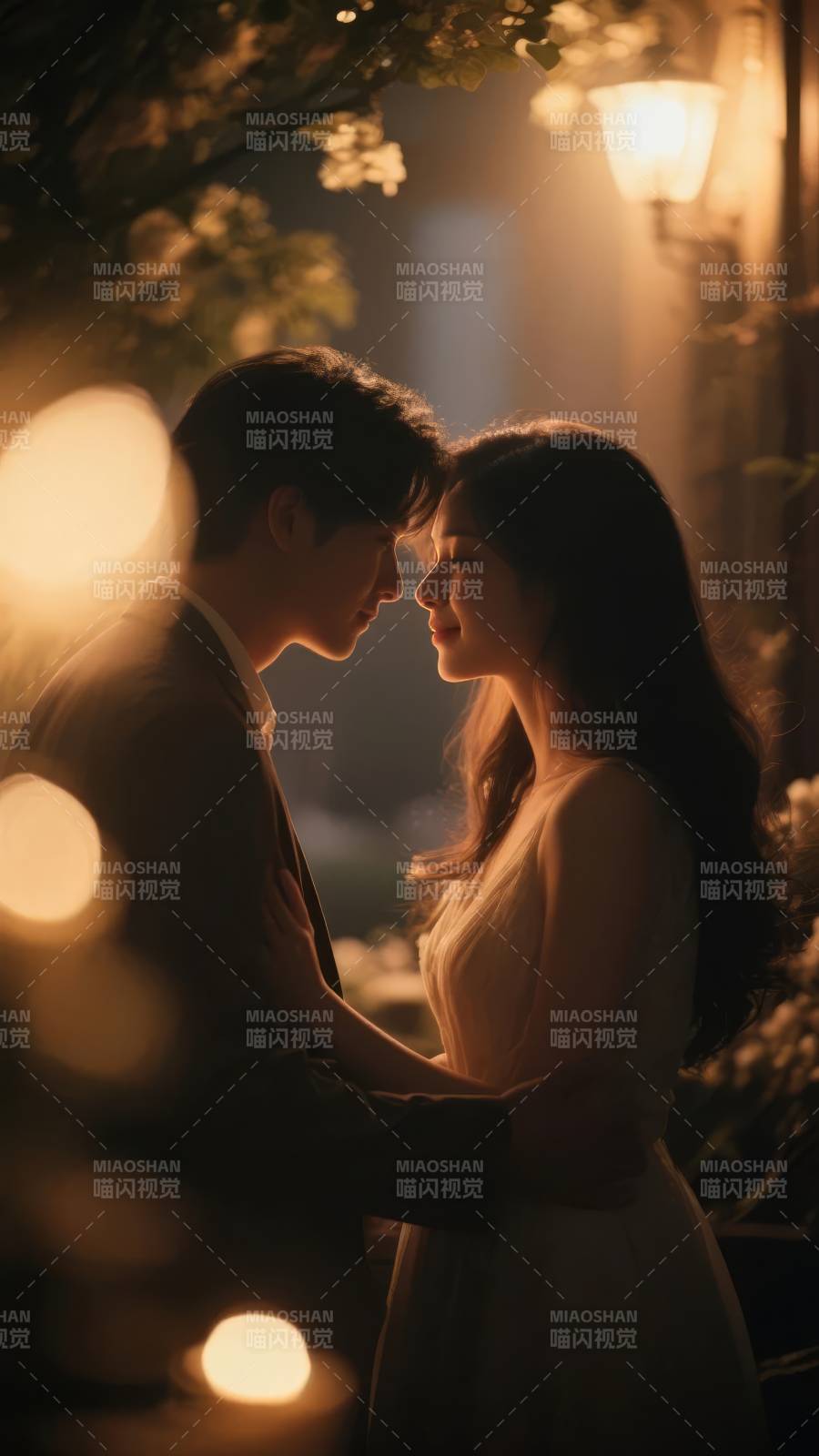 夜色中的深情对望图片