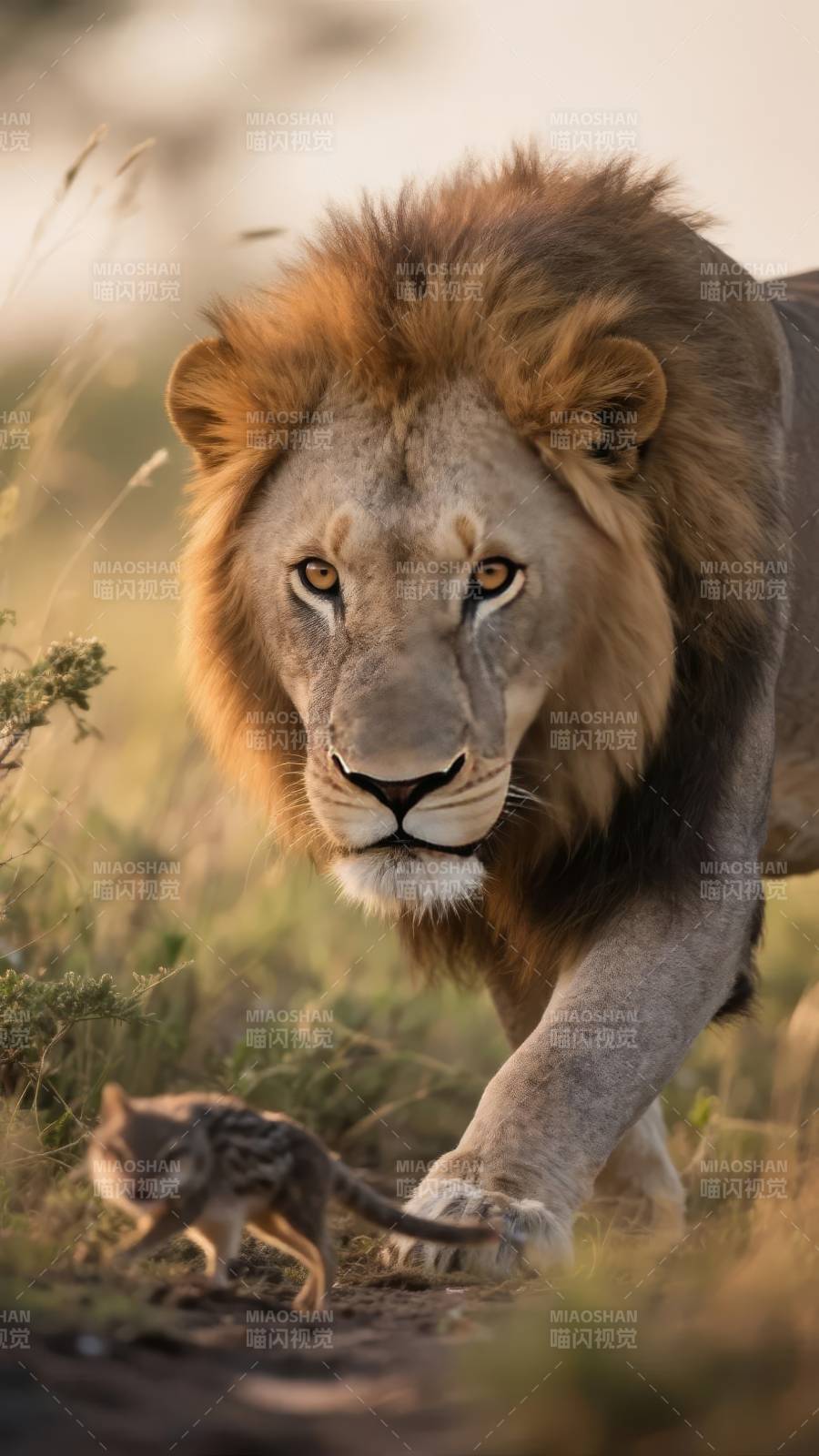 狮与猫的相遇图片