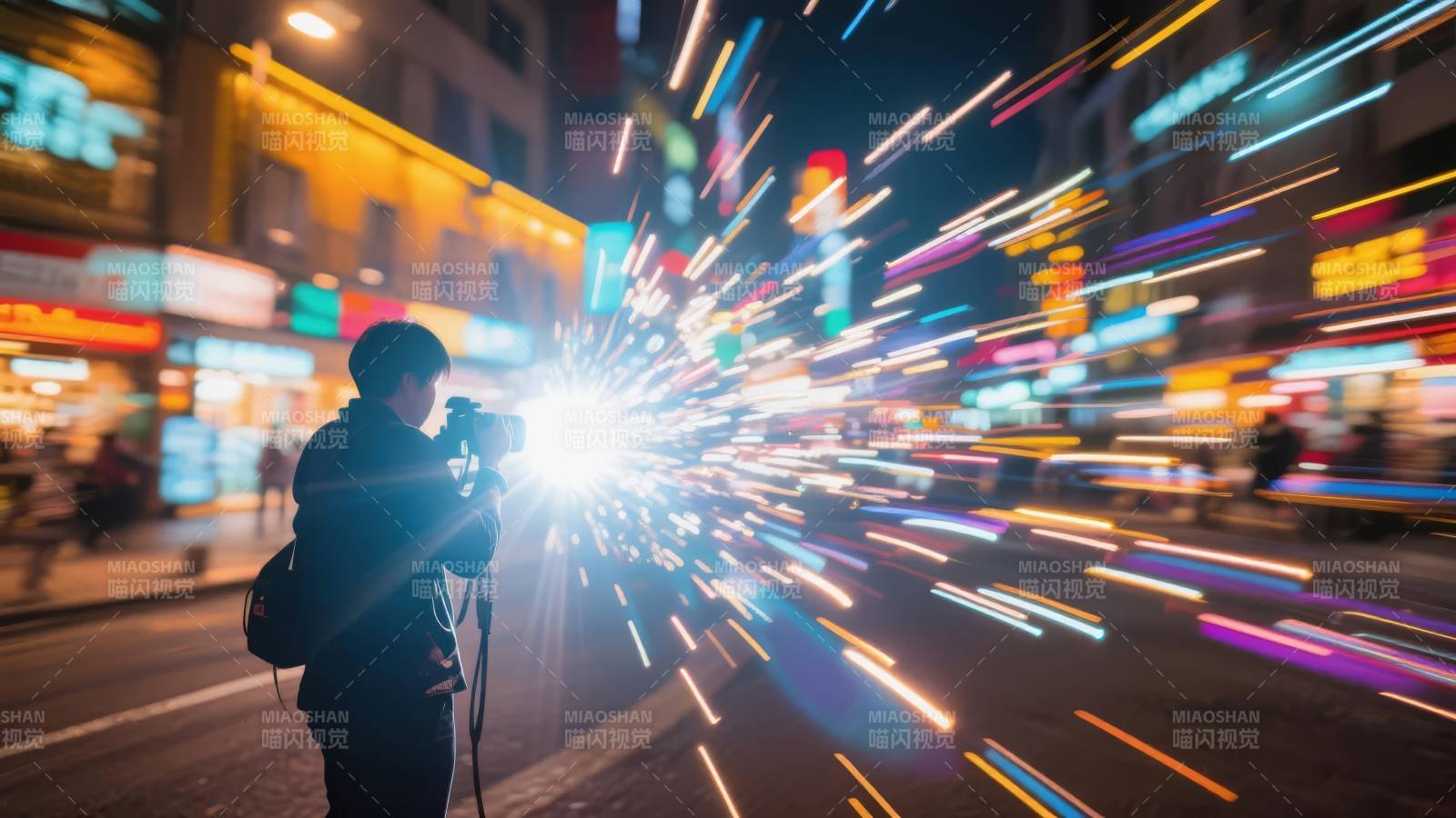 夜景光轨摄影图片