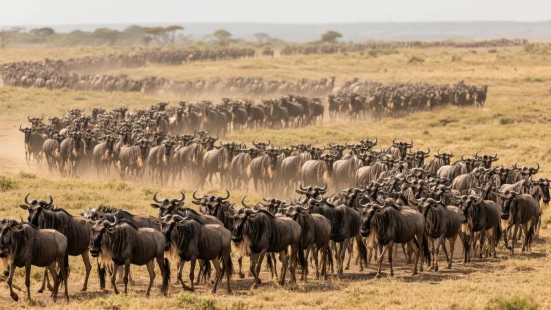 角马群迁徙壮观景象图片
