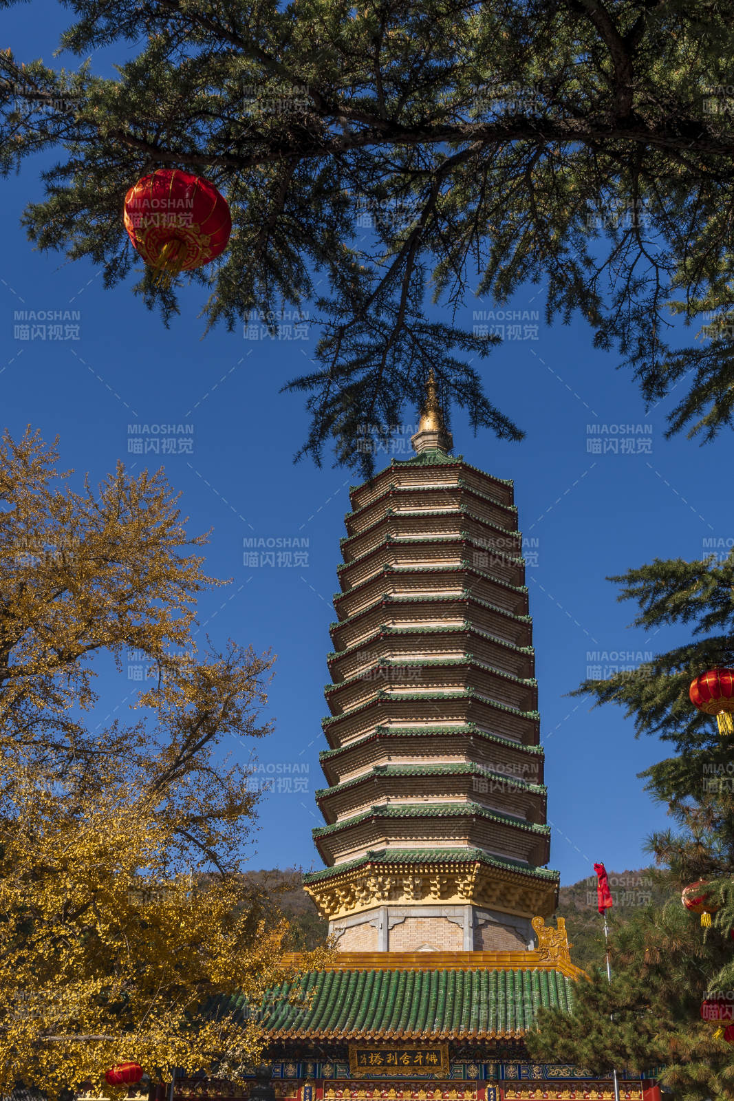 八大处佛牙舍利塔秋景图片