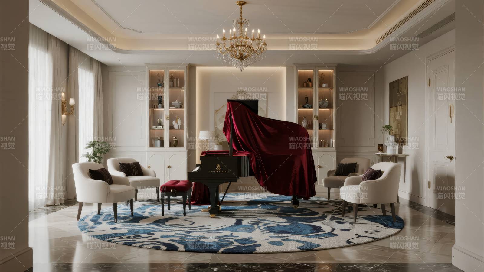 典雅客厅钢琴室图片