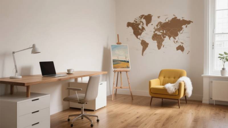 简约书房一角图片