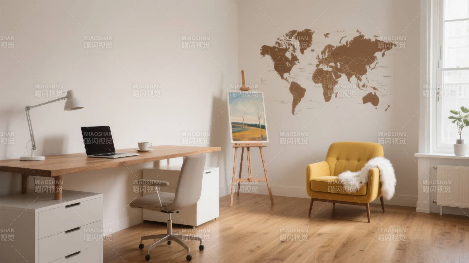 简约书房一角图片