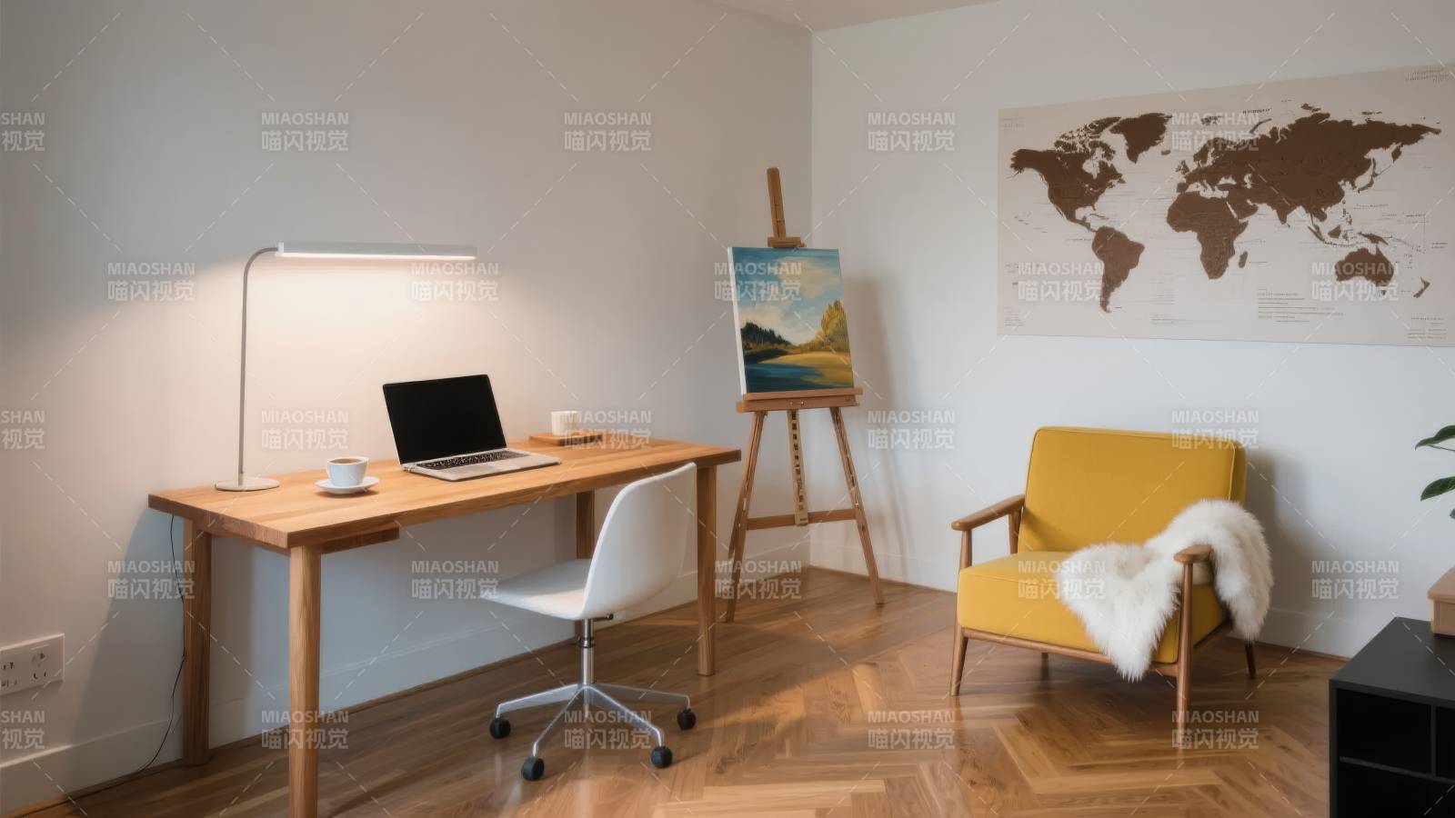 简约书房一角图片