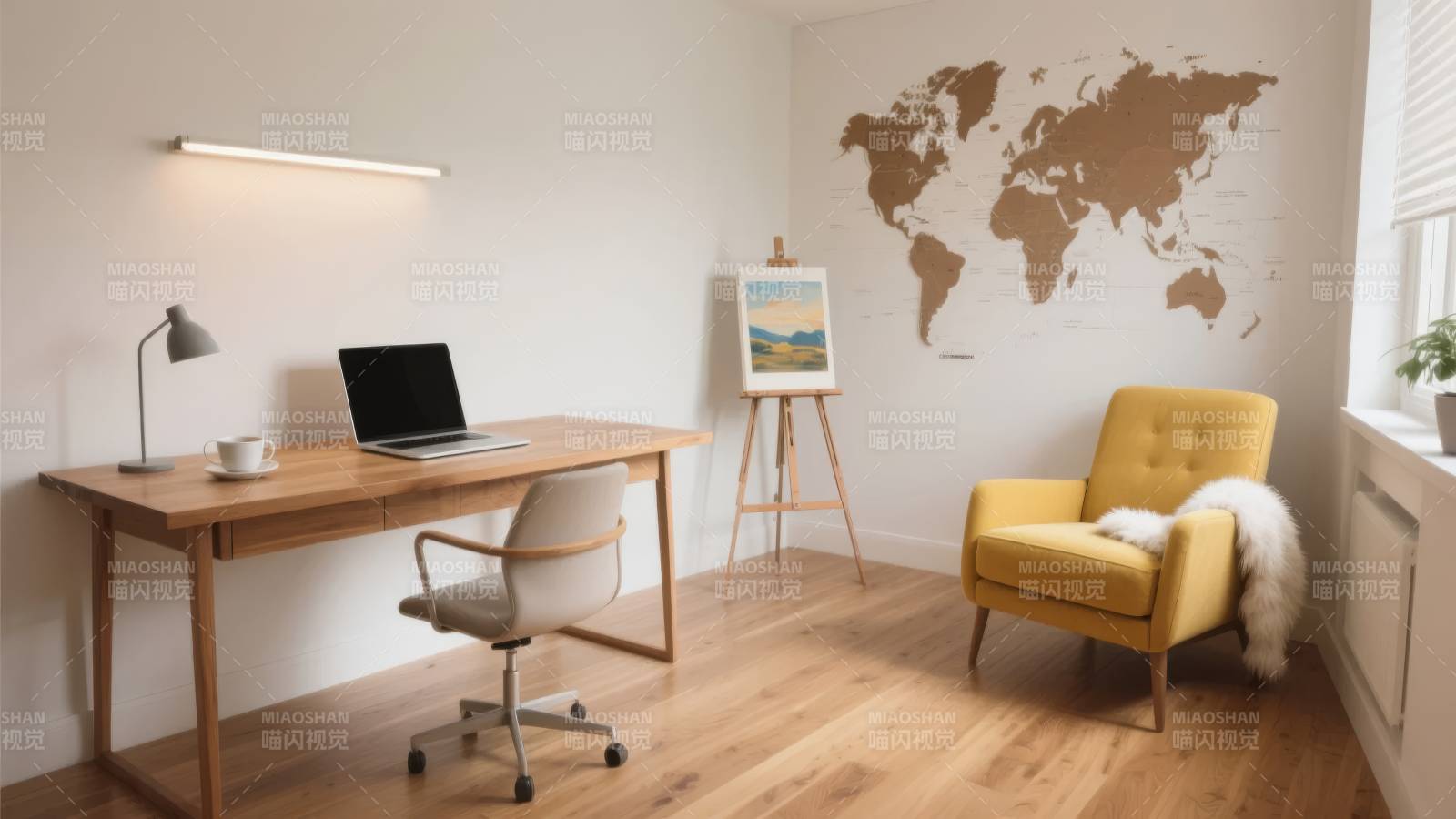 简约书房角落图片