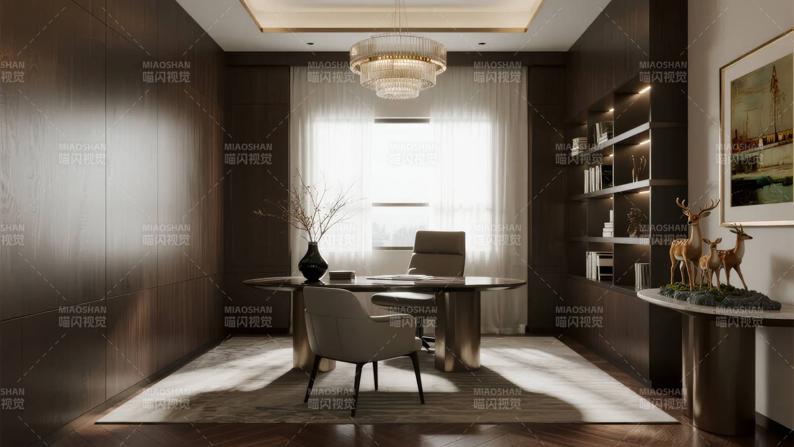 现代简约书房设计图片