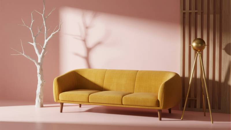 黄沙发静谧空间图片