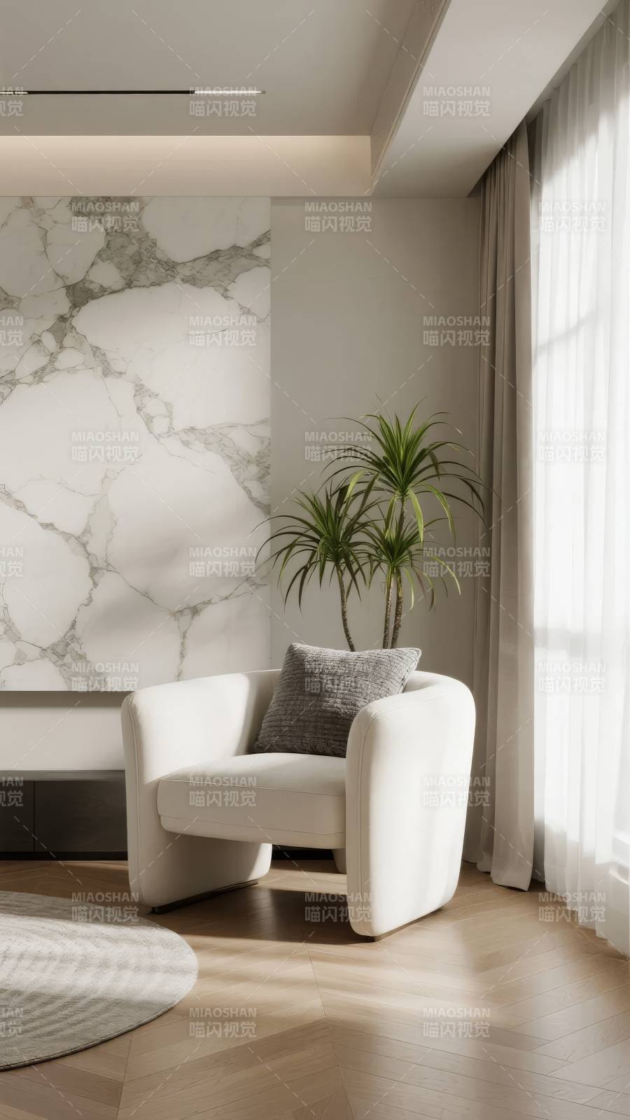 现代简约客厅一角图片