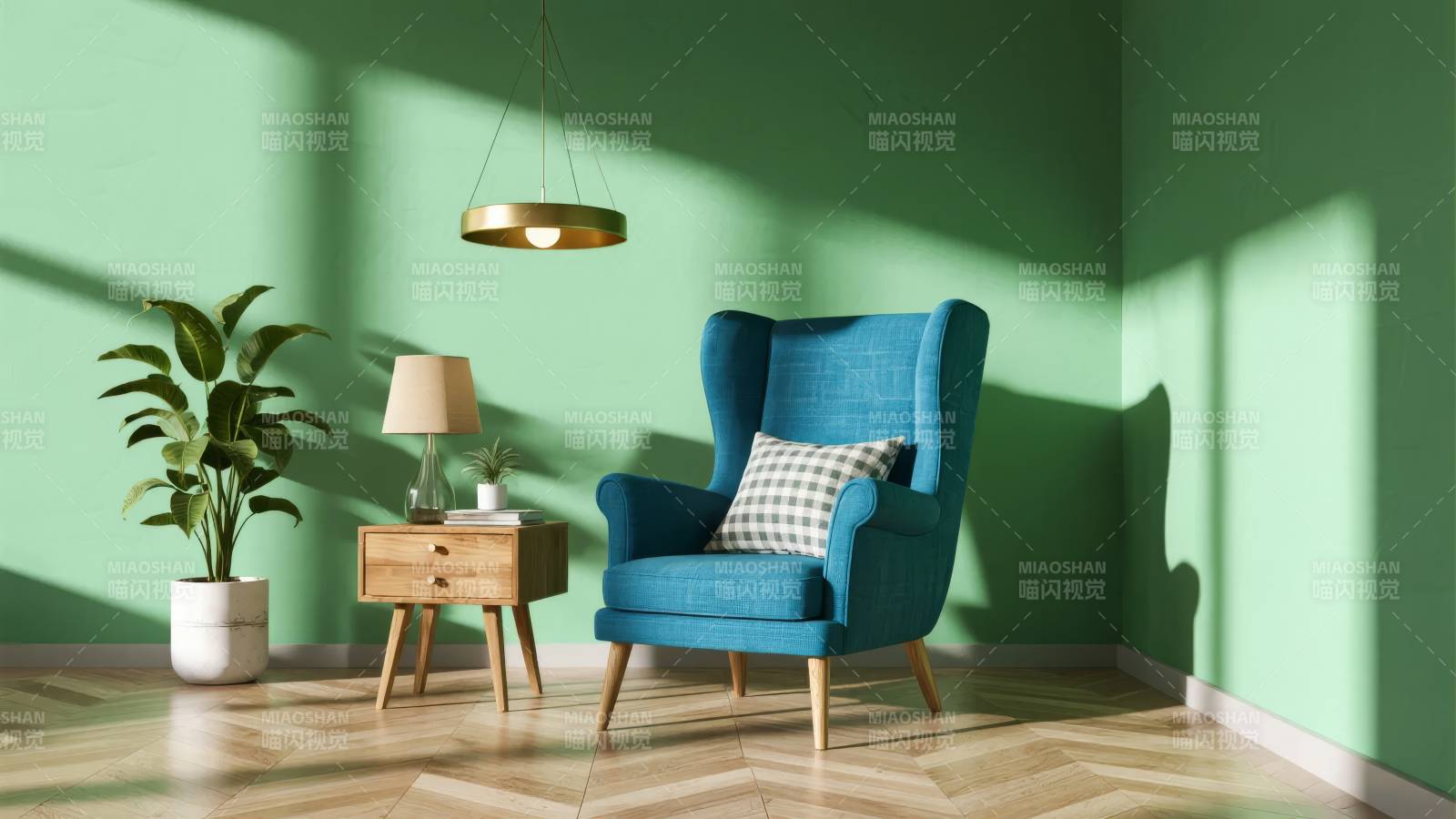 绿意盎然的客厅一角图片