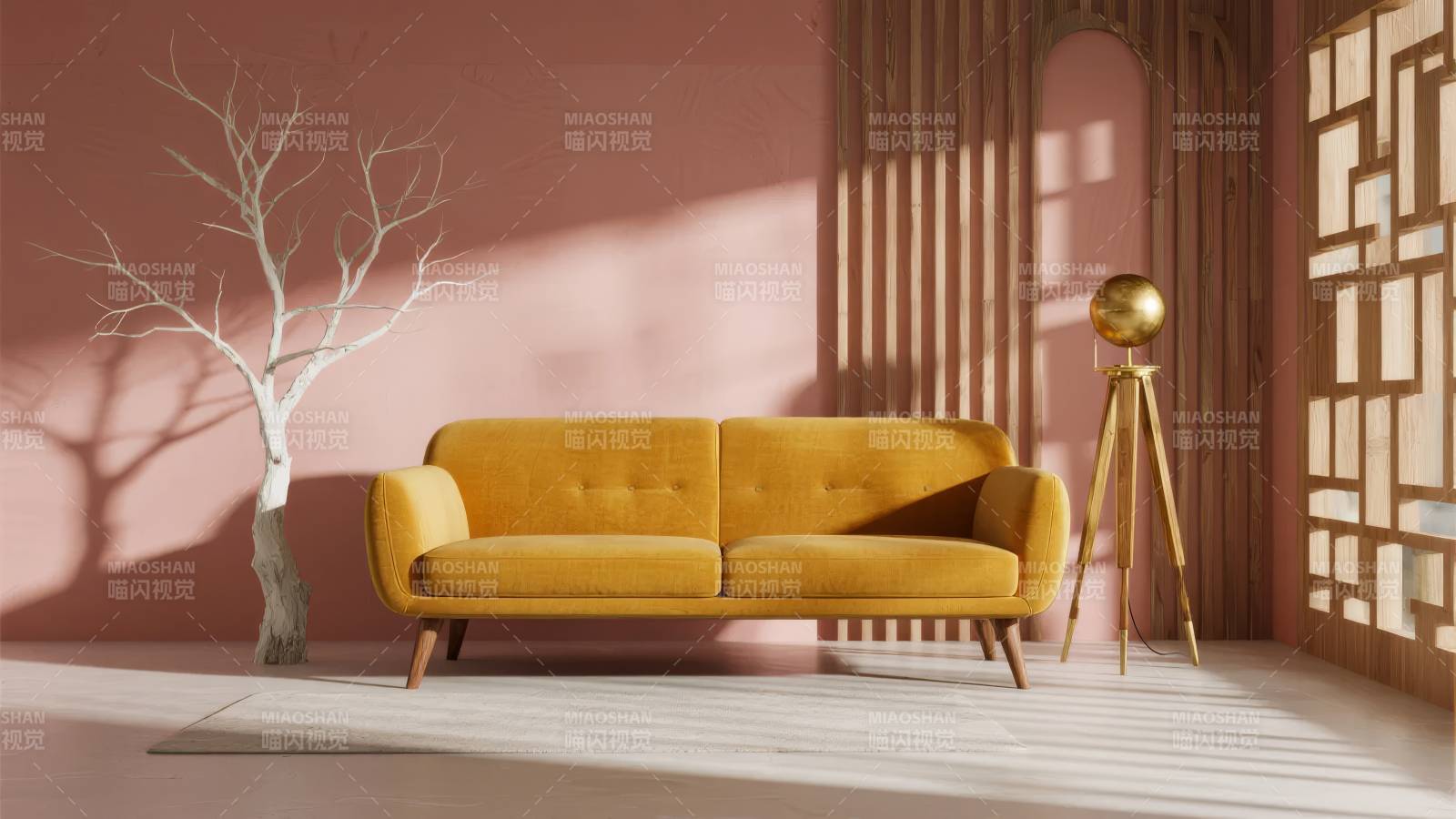 暖色客厅沙发景图片