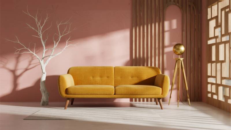 暖色客厅沙发景图片