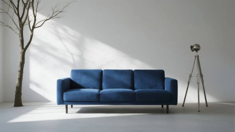 蓝沙发静谧空间图片