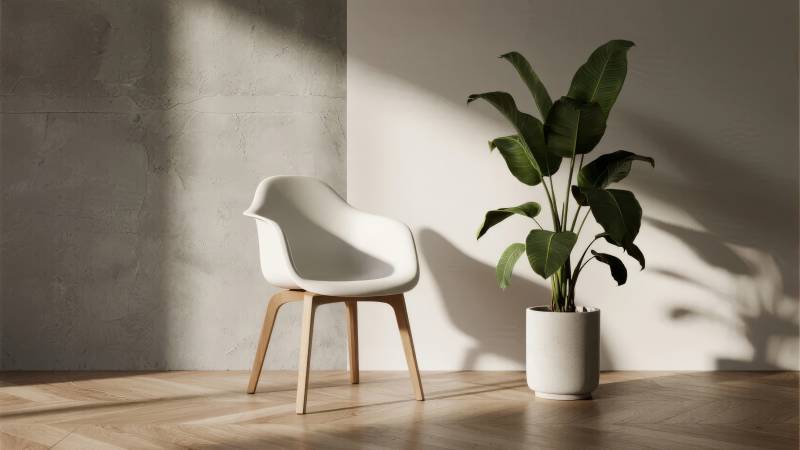 简约空间绿植椅图片