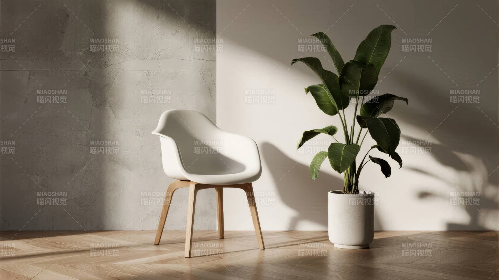 简约空间绿植椅图片
