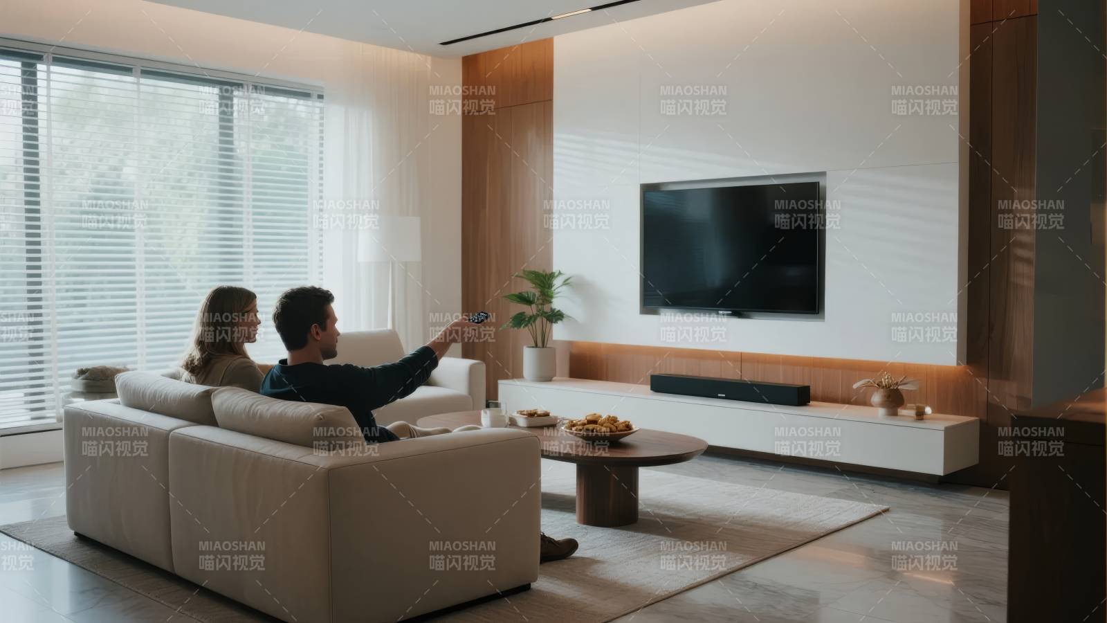 现代客厅观影时光图片