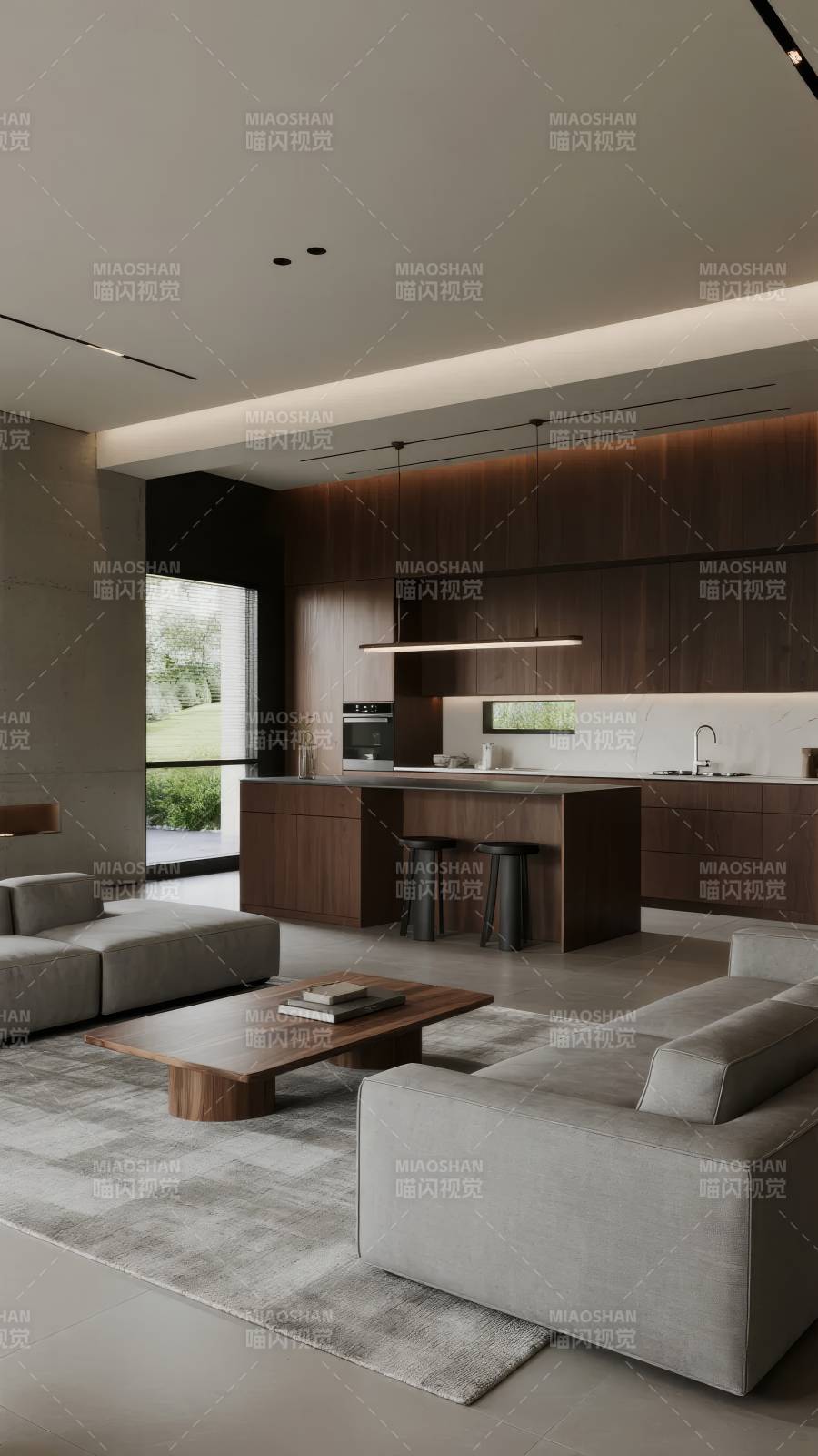 现代简约客厅厨房图片