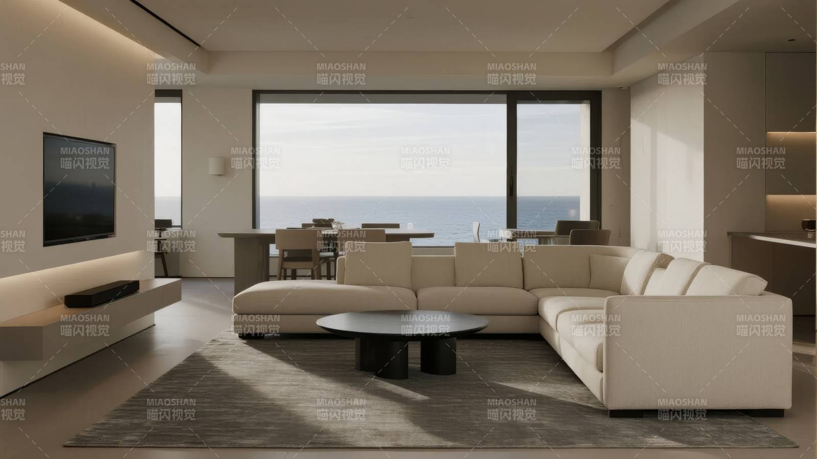 现代海景客厅图片