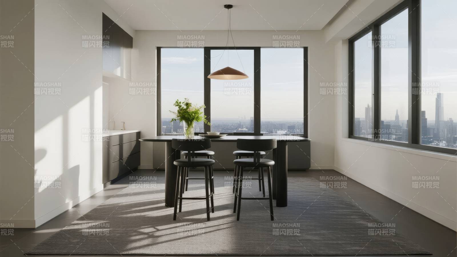 现代简约厨房客厅图片