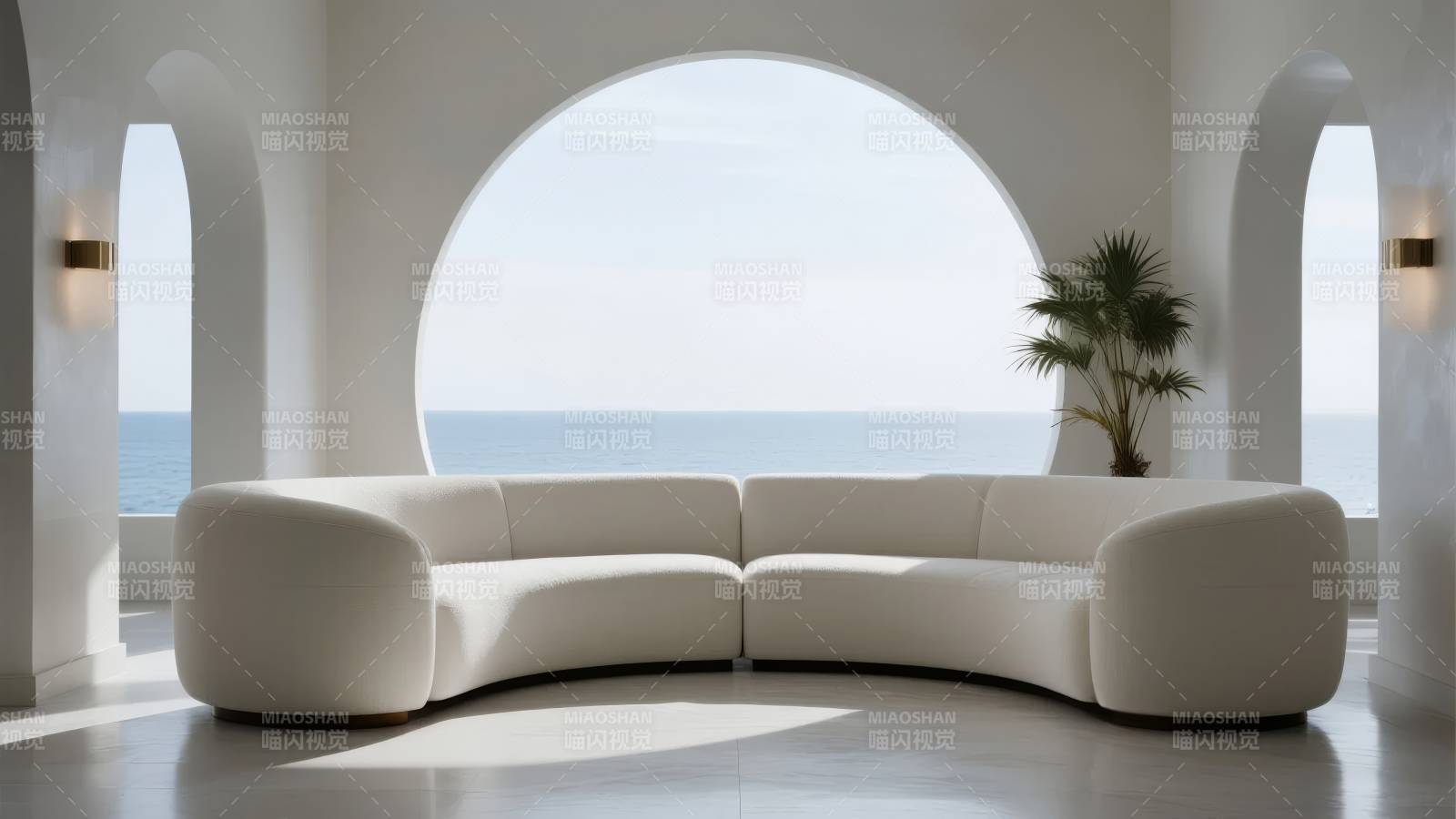 海边弧形沙发客厅图片