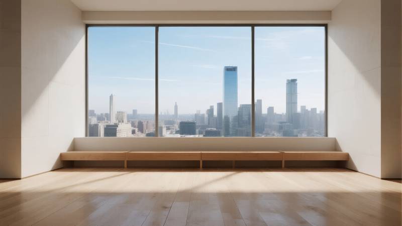 城市景观窗景图片