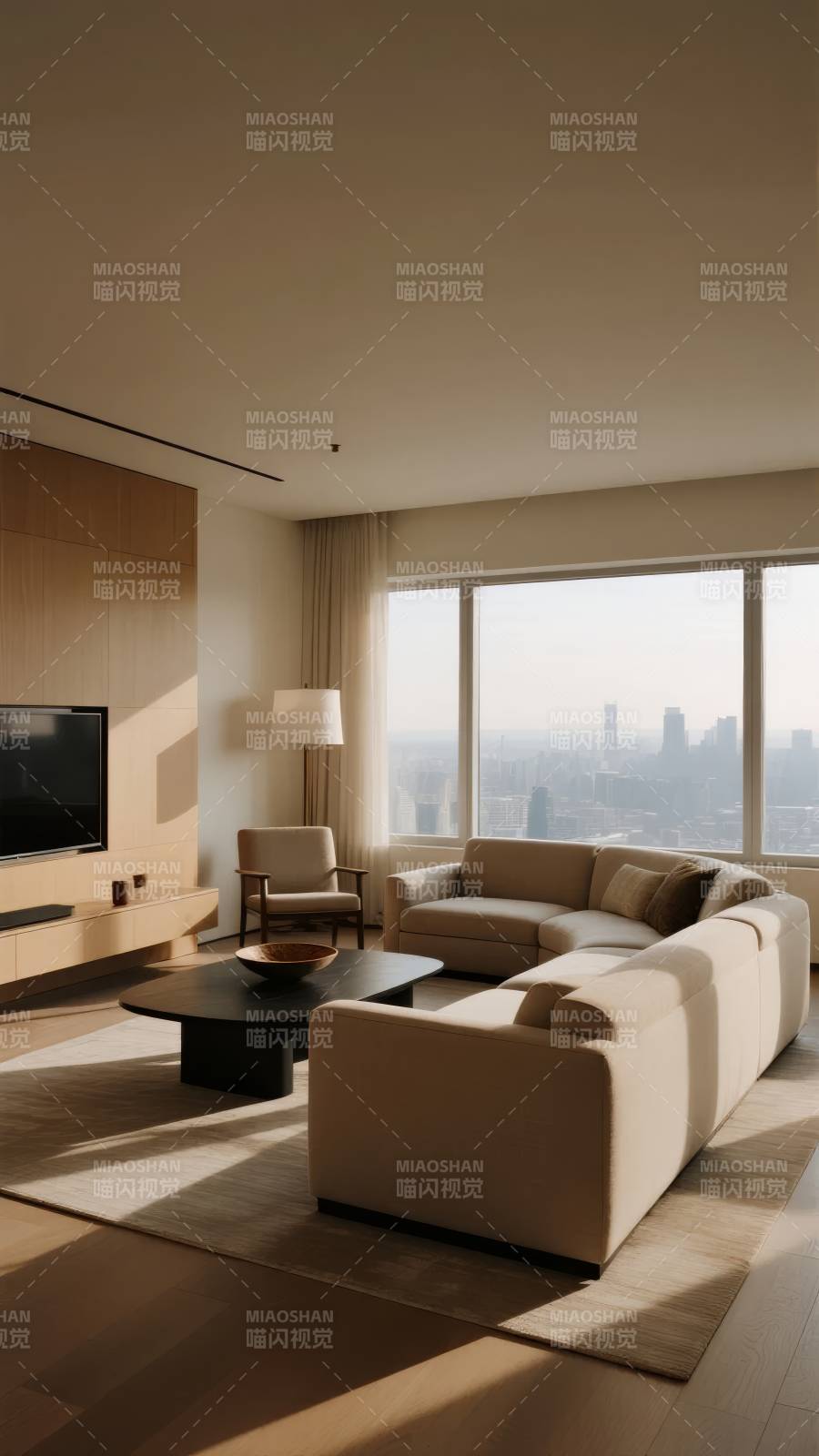 现代都市客厅美景图片