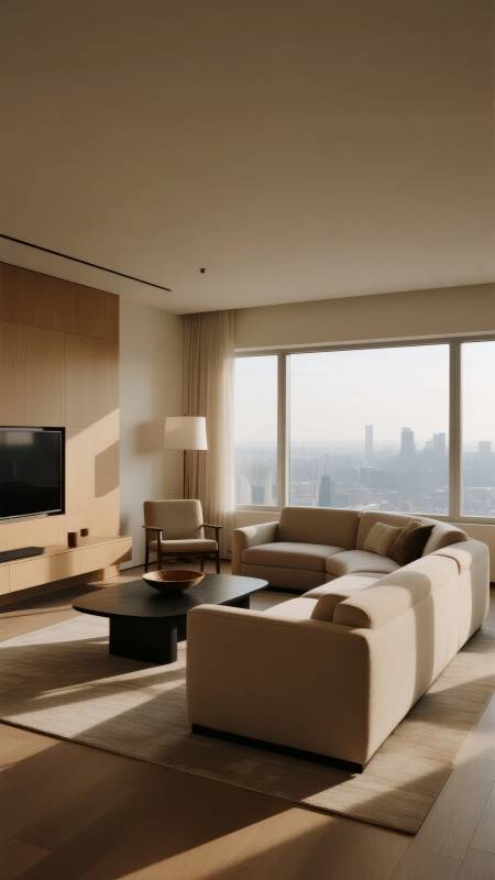 现代都市客厅美景图片