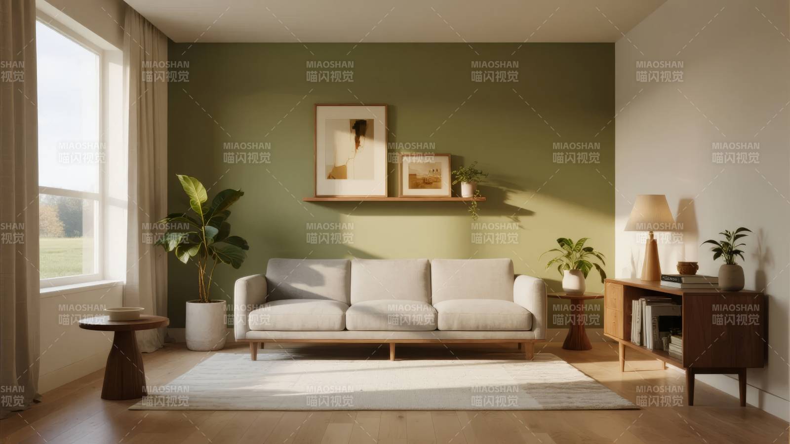 简约客厅绿意盎然图片