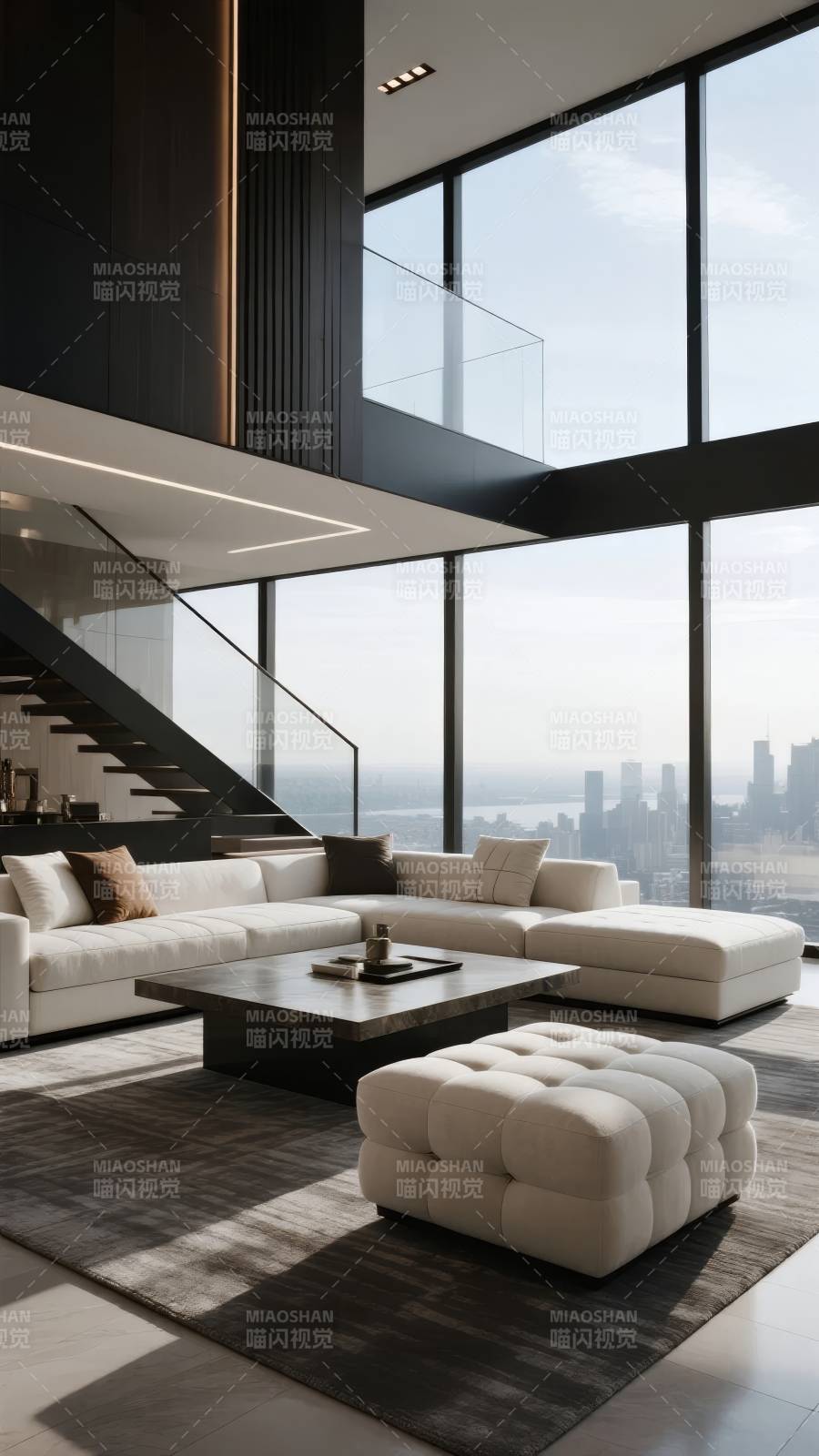 现代都市客厅全景图片