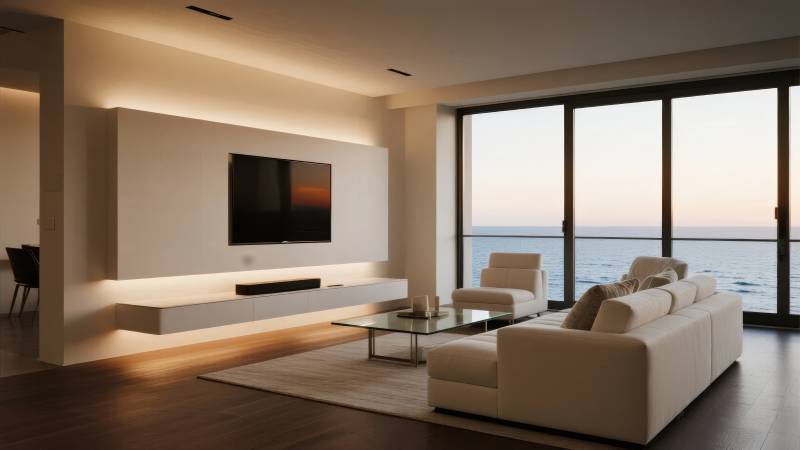 现代海景客厅图片