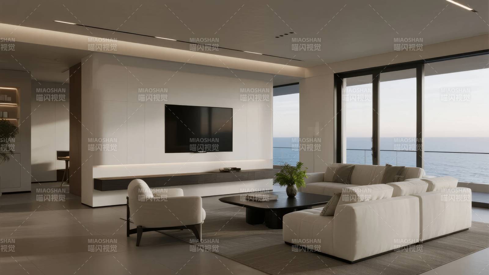 现代海景客厅图片