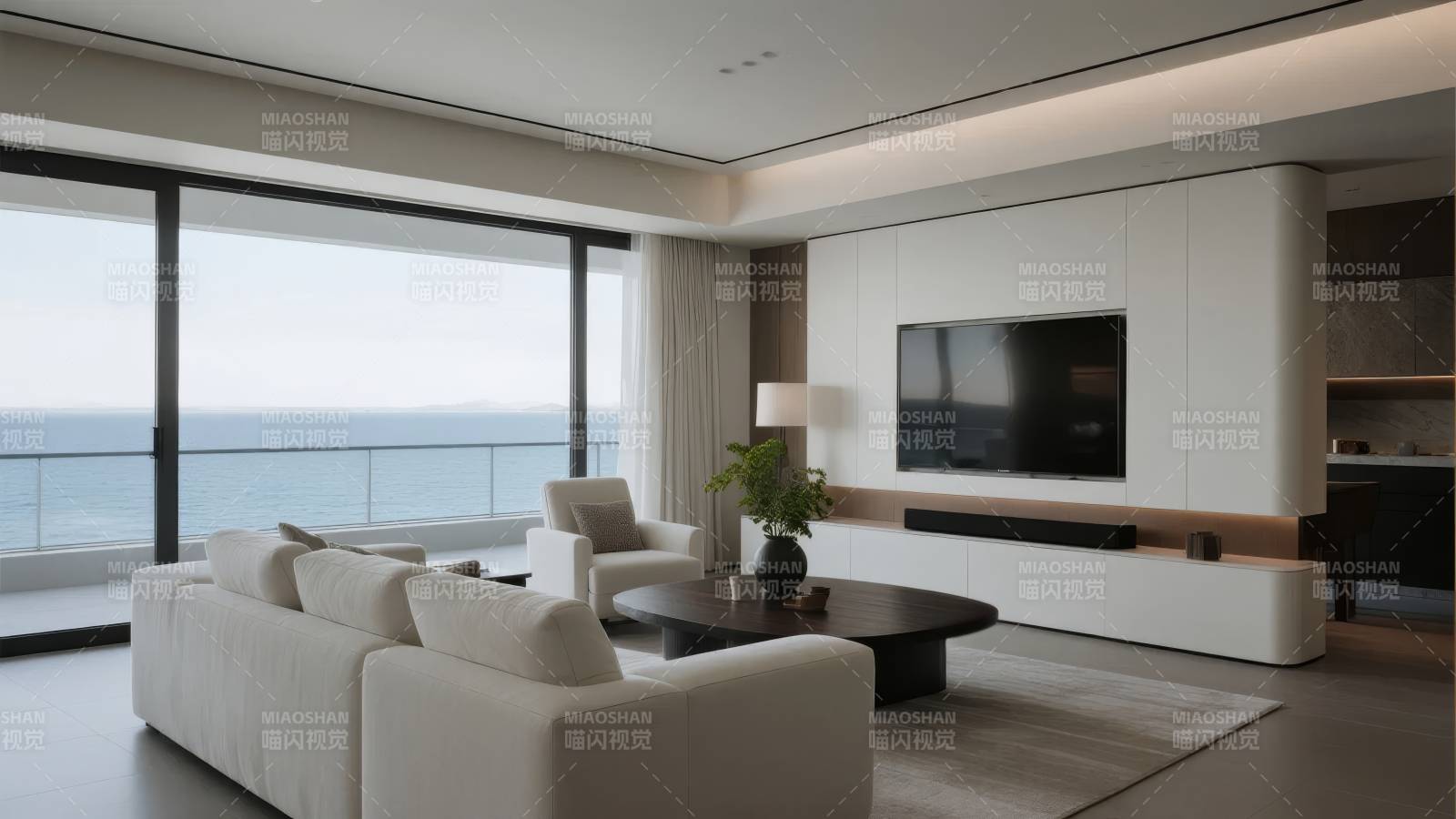 现代海景客厅图片