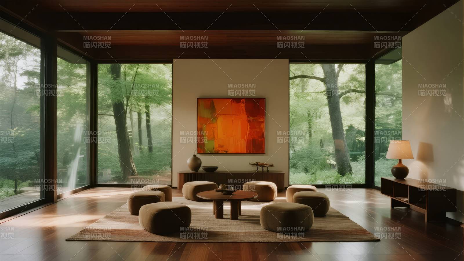 森林中的现代客厅图片